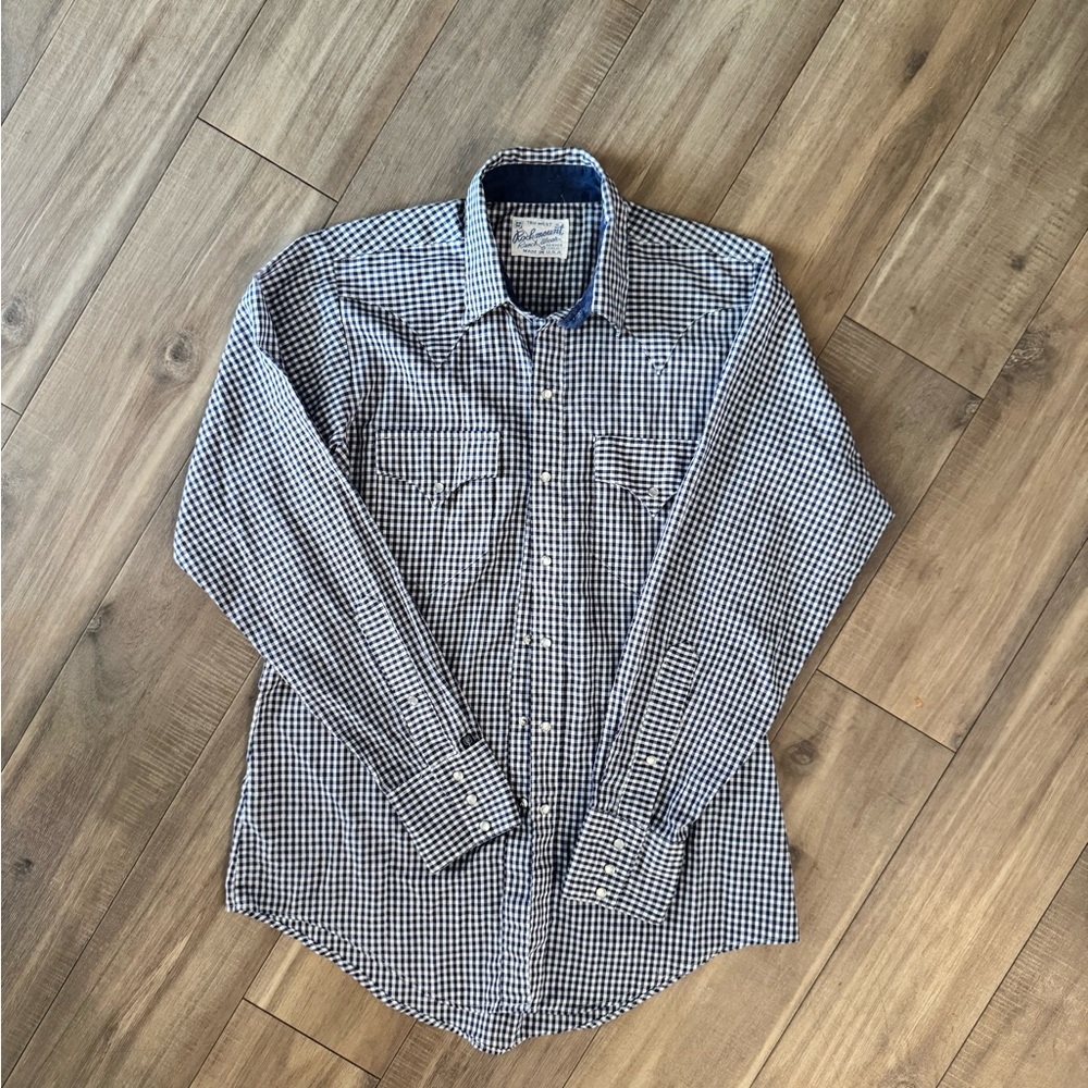 Vintage Blue Checkered Western Shirt